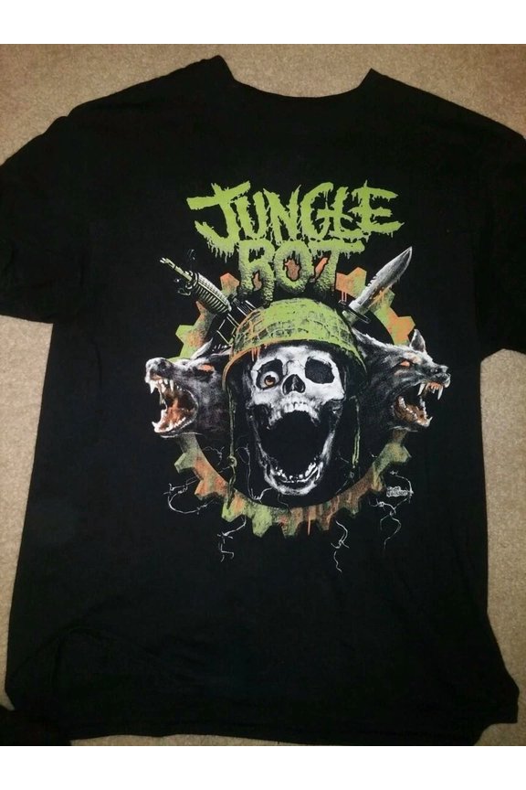 Vtg Jungle Rot Band World Tour Cotton Black Full Size Unisex Shirt BL399