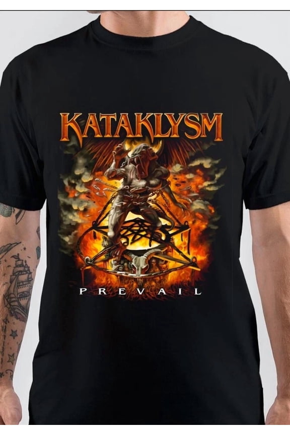 Vtg Kataklysm Band Prevail Heavy Black Cotton T Shirt For Men All Size KN102