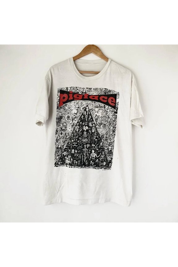 Vtg Pigface Band Music Tour Concert Cotton White Full Size Unisex Shirt MM789