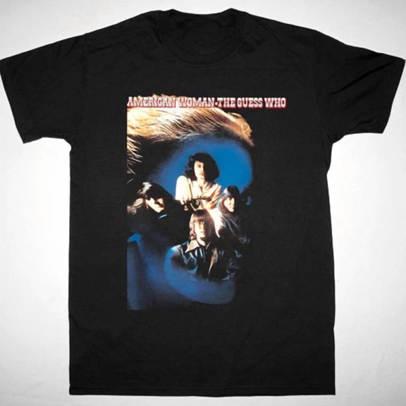 Vtg THE GUESS WHO AMERICAN WOMAN Cotton Black All Size Unisex Shirt