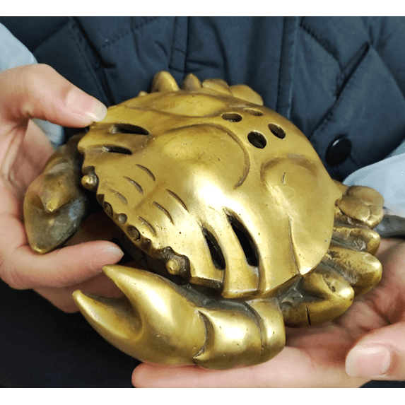 Vtgbrasslover Vtg Large Vintage style brass Crab lucky Crab Statues Fortune Crab tea pet paperweight Garden aquarium decoration ,ashtray