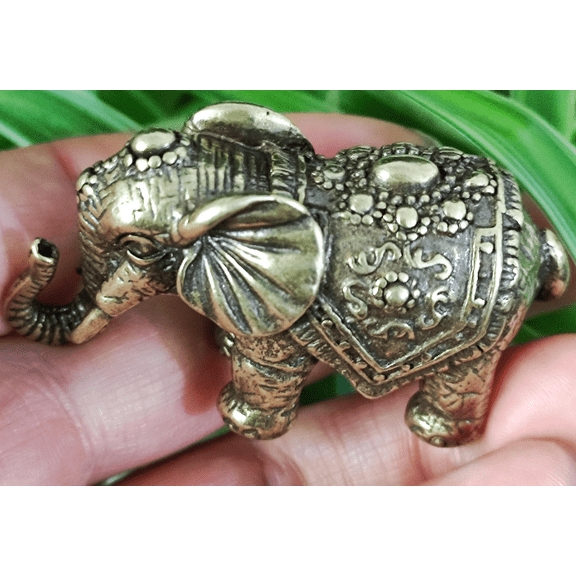 Vtgbrasslover Vtg Vintage style Brass elephant statue animal elephant statue figure paperweight  toys gift FengShui deocr Art Collection f25