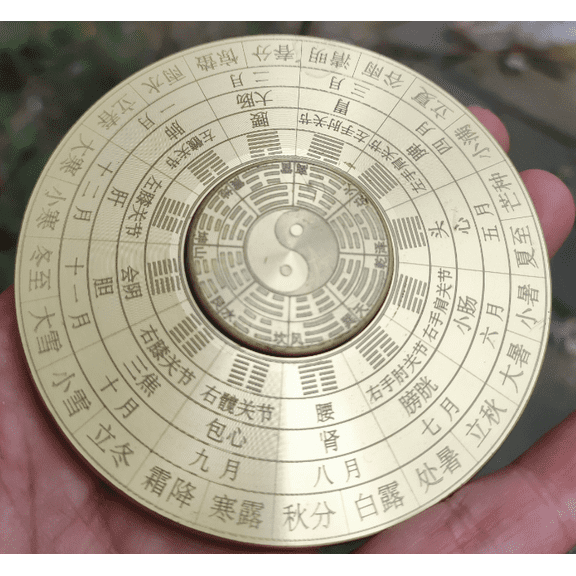 Vtgbrasslover Vtg Vintage style brass Feng Shui Yin Yang Compass,FengShui decor Compass Christmas gift Birthday gift amulet FengShui YinYang