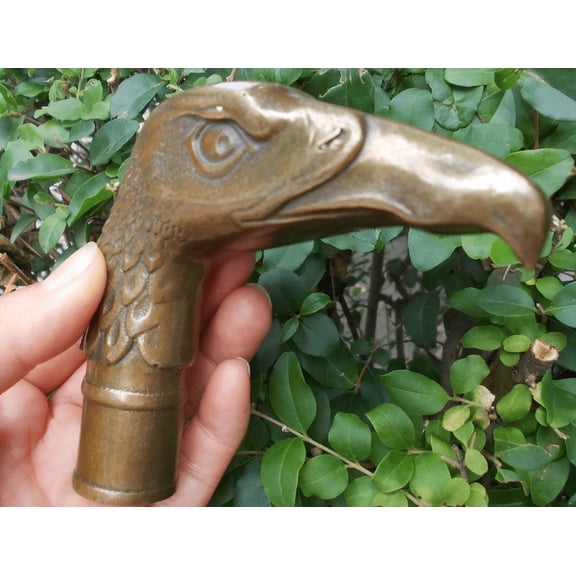 Vtgbrasslover Vtg Vintage style brass bird head walking stick Statues Small ornament,walking stick statues figure toys gift birthday gifts