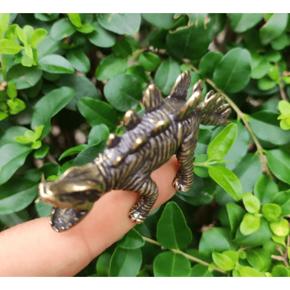Vtgbrasslover Vtg Vintage style brass crocodile Statue Fortune crocodile figure tea pet toys gift , Joint can move Collectible Art fr436