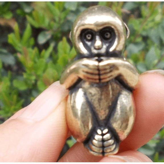 Vtgbrasslover Vtg Vintage style brass cute lucky MONKEY Statues Fortune MONKEY figure tea pet paperweight mini toys gift Zodiac monkey fr482