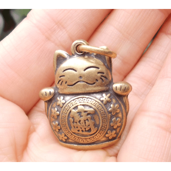 Vtgbrasslover Vtg Vintage style brass cute lucky cat Statues pendant Fortune cat statues figure paperweight mini toys gift