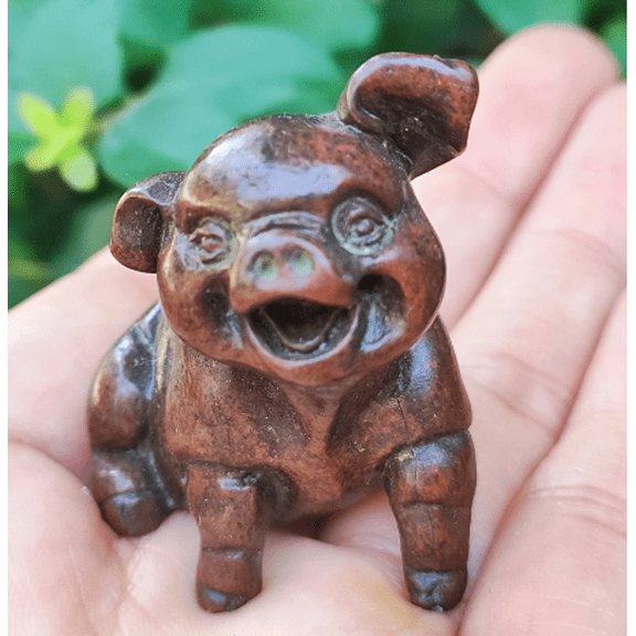 Vtgbrasslover Vtg Vintage style copper pig Statue figure small Ornament, paperweight Mini toys gift FengShui Decor Animal 12 Zodiac Year pig