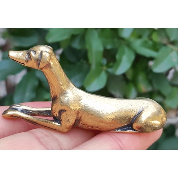 Vtgbrasslover Vtg Vintage style miniature Brass CUTE dog statue  , animal Poodle dog dog statue figure paperweight mini toys gift FengShui