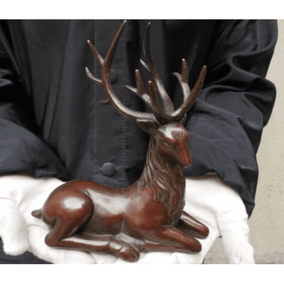 Vtgbrasslover Vtg Vintage style red copper Fine deer Statues Ornament brass deer statues figure FengShui Business gifts birthday gifts fr336