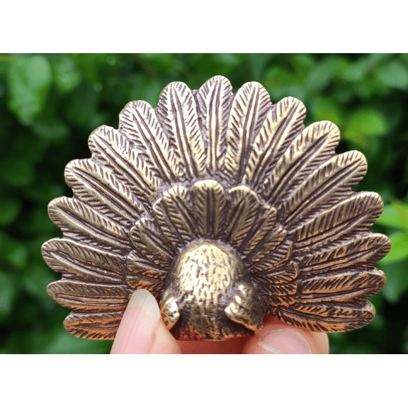 Vtgbrasslover Vtg Vintage style small Brass peacock statue , animal wild peacock statue figure paperweight mini toys gift FengShui fr7014