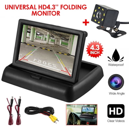 Vtin 4.3"/5" Folding Desktop Car Monitor Screen Reversing Display Image, Backup Camera Wired Car Rear View HD Parking System Night Vision