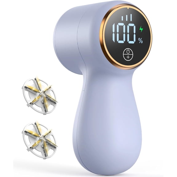 Vtin Fabric Shaver, Rechargeable Lint Remover Sweater Defuzzer, Intelligent Digital Display Lints Shaver Fuzzs Pills Bobbles Trimmer for Clothes and Furniture White