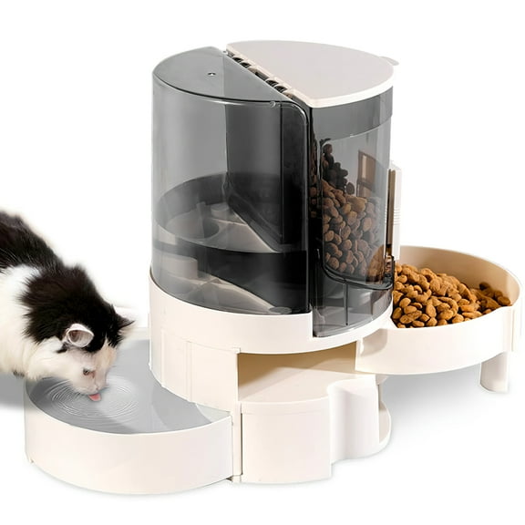 Vtin Pet Feeder and Water Dispenser Set, Automatic Cat Dog Feeder and Water Dispenser 2 in 1, Gravity Cat Feeder Pet Food Dispenser for Small and Medium Dogs, Cats, Pets