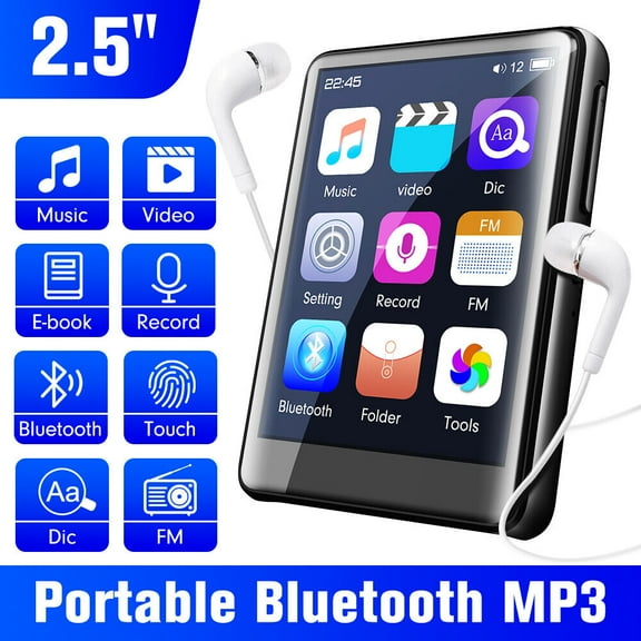 Vtin Portable Bluetooth MP4/MP3 Lossless 2.5" Full Touch Scree Music Player FM Radio Sport, Built-in 4GB Memory