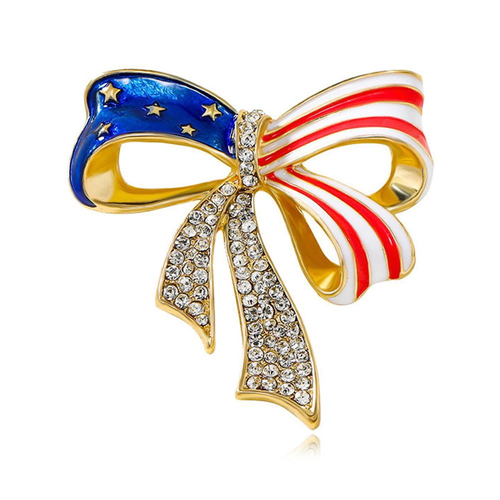 EMEGCY Wedding Brooch Pin - Gold Rhinestone Bow & Pearl Fashion Jewelry For Women