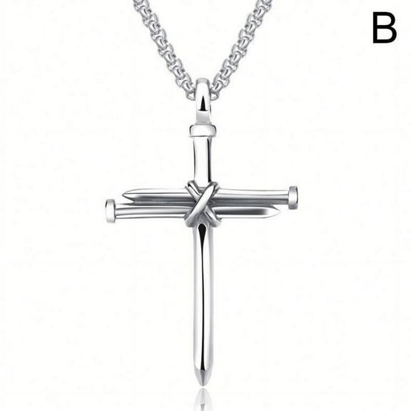 VtiswUws Black Man Fashion Cross Shape Steel Pendant Necklace Gift *1 Jewelry Best F-US