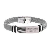 VtiswUws Kamala Harris 2024 Bracelet for Men Women, Harris 2024 Leather Braided Bracelet, Harris President Vote Campaign Wristband Leather Bracelets, Jewelry for Presidential Election Supporters