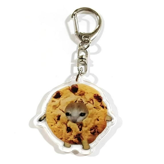 VtiswUws Portable Happy Funny Cat Keychain Food Cat Head Bag Pendant Keyring Men