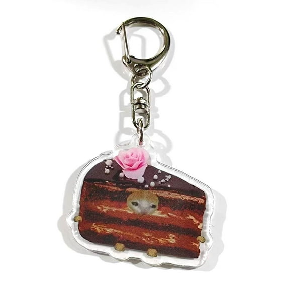 VtiswUws Portable Happy Funny Cat Keychain Food Cat Head Bag Pendant Keyring Men