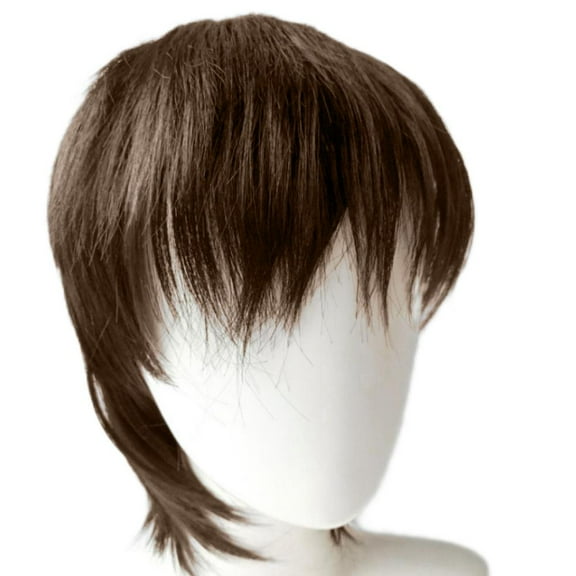 VtiswUws Wolftail Hair Wig Retro Wig Male Center Bangs Full Wigs-