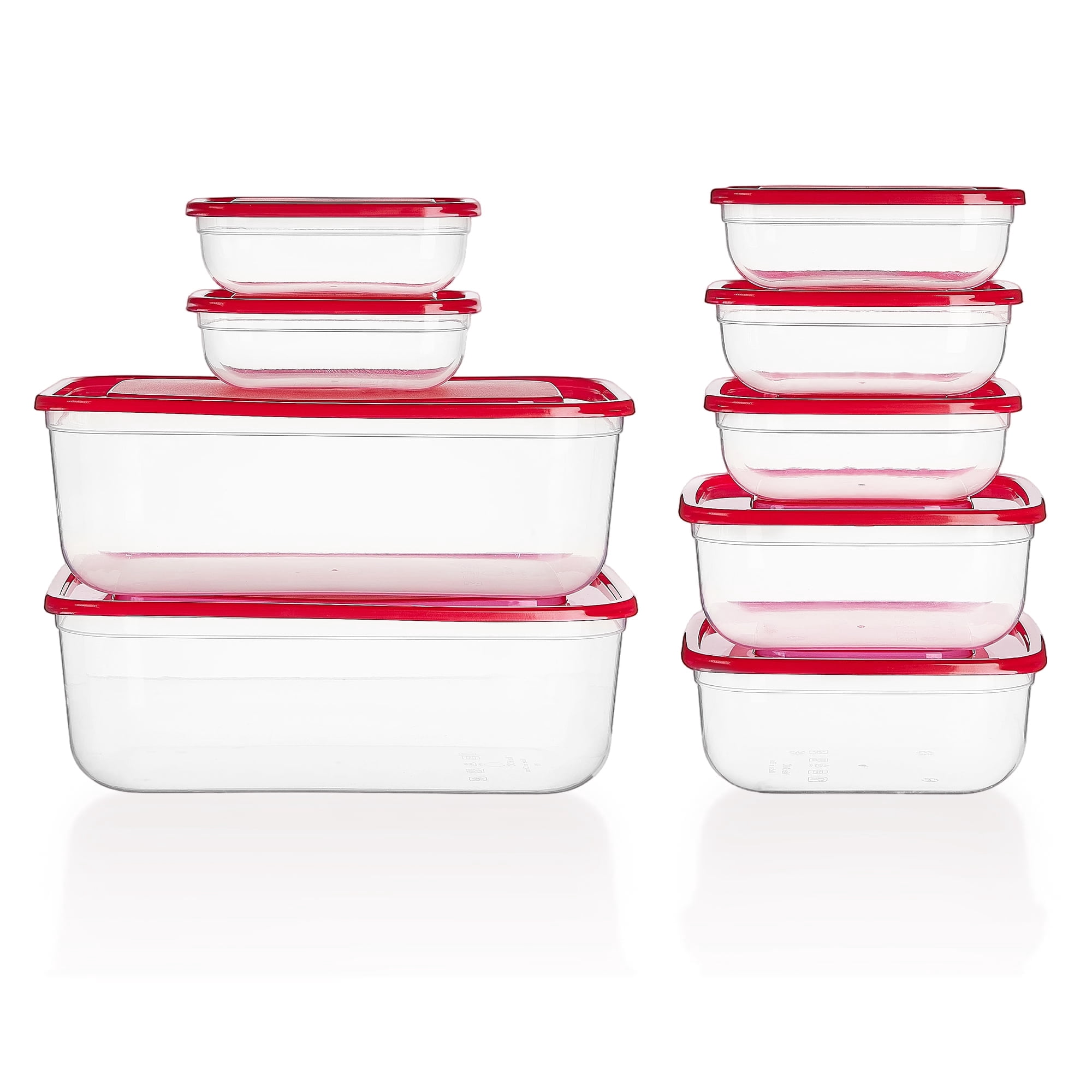 Red：18pcs（9 Contianers & 9 Lids）