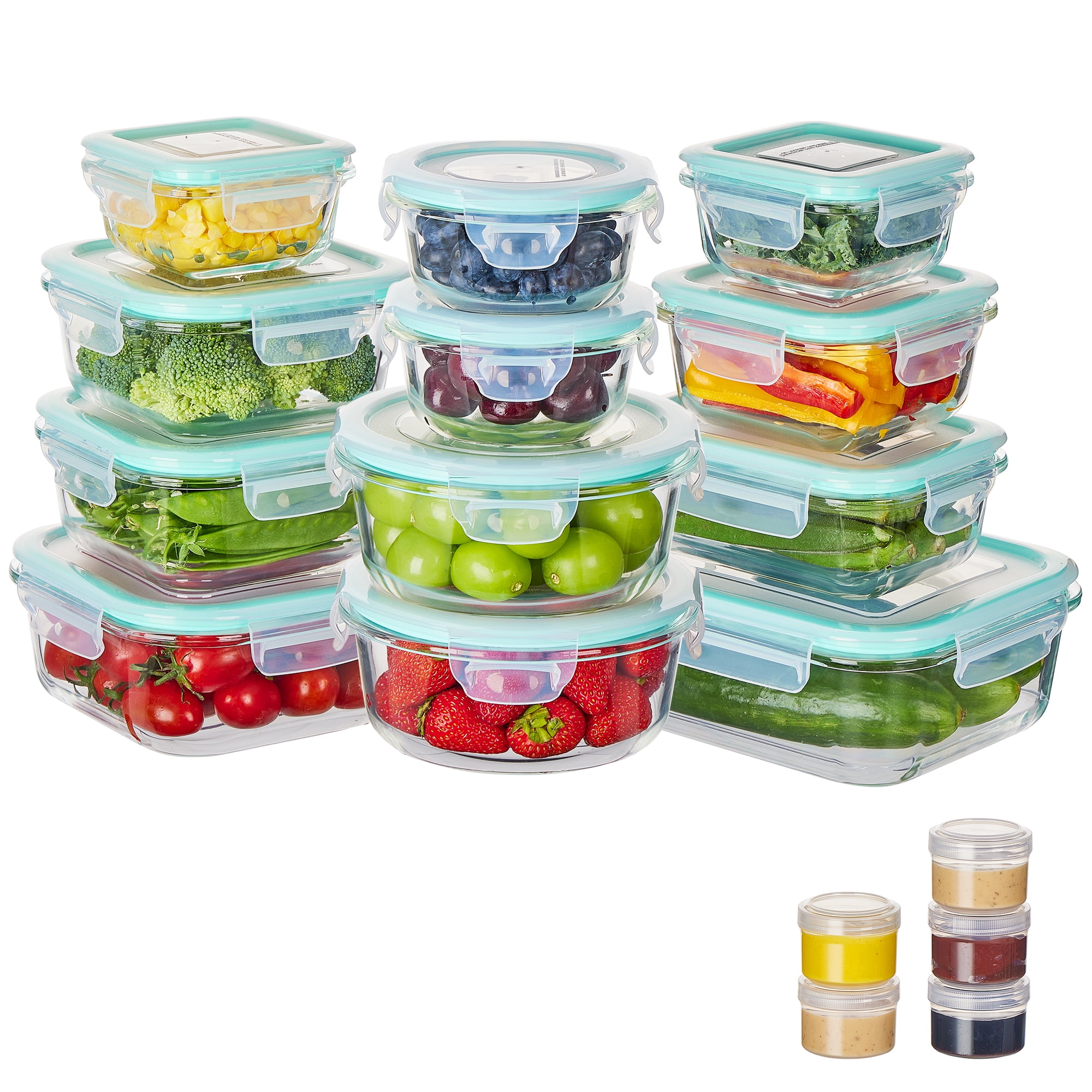 Vtopmart 34pcs Glass Food Storage Containers, Meal Prep Containers, Airtight Bento Boxes(17 Containers & 17 Lids) - Walmart.com