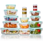 Sindcom 34pcs Glass Food Storage Containers, Meal Prep Containers, Airtight Bento Boxes17 Containers & 17 Lids
