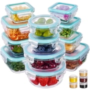 Sindcom 34pcs Glass Food Storage Containers, Meal Prep Containers, Airtight Bento Boxes17 Containers & 17 Lids