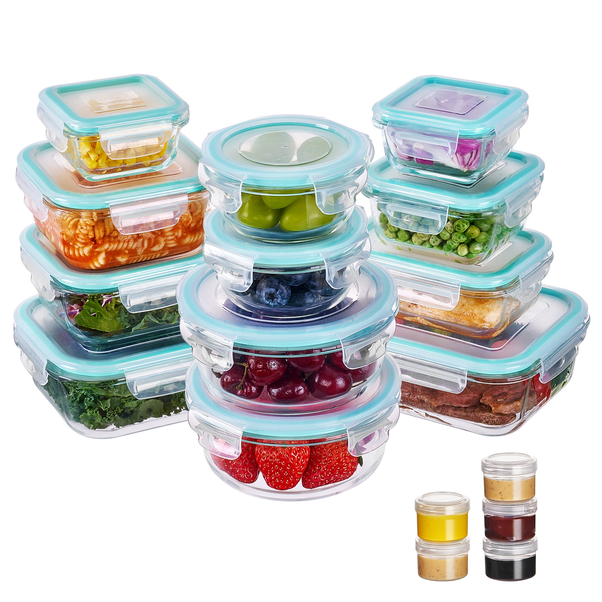 Vtopmart 34pcs Glass Food Storage Containers, Meal Prep Containers, Airtight Bento Boxes(17 Containers & 17 Lids) - Walmart.com
