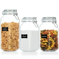 Vtopmart 3 PCS Airtight Glass Jars with Lids, Vtopmart 3 PCS Food Storage Canister, Square Mason Jar Containers, 78oz*1 50oz*2