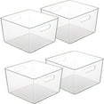 thumbnail image 1 of 4 Pack Extra Large Clear Plastic Storage Bins,11x11 Cube Acrylic Organizer Square Containers with Handle for Pantry,Closet,LaundryRoom,Kitchen,Bathroom,UnderSink Organization, 1 of 8