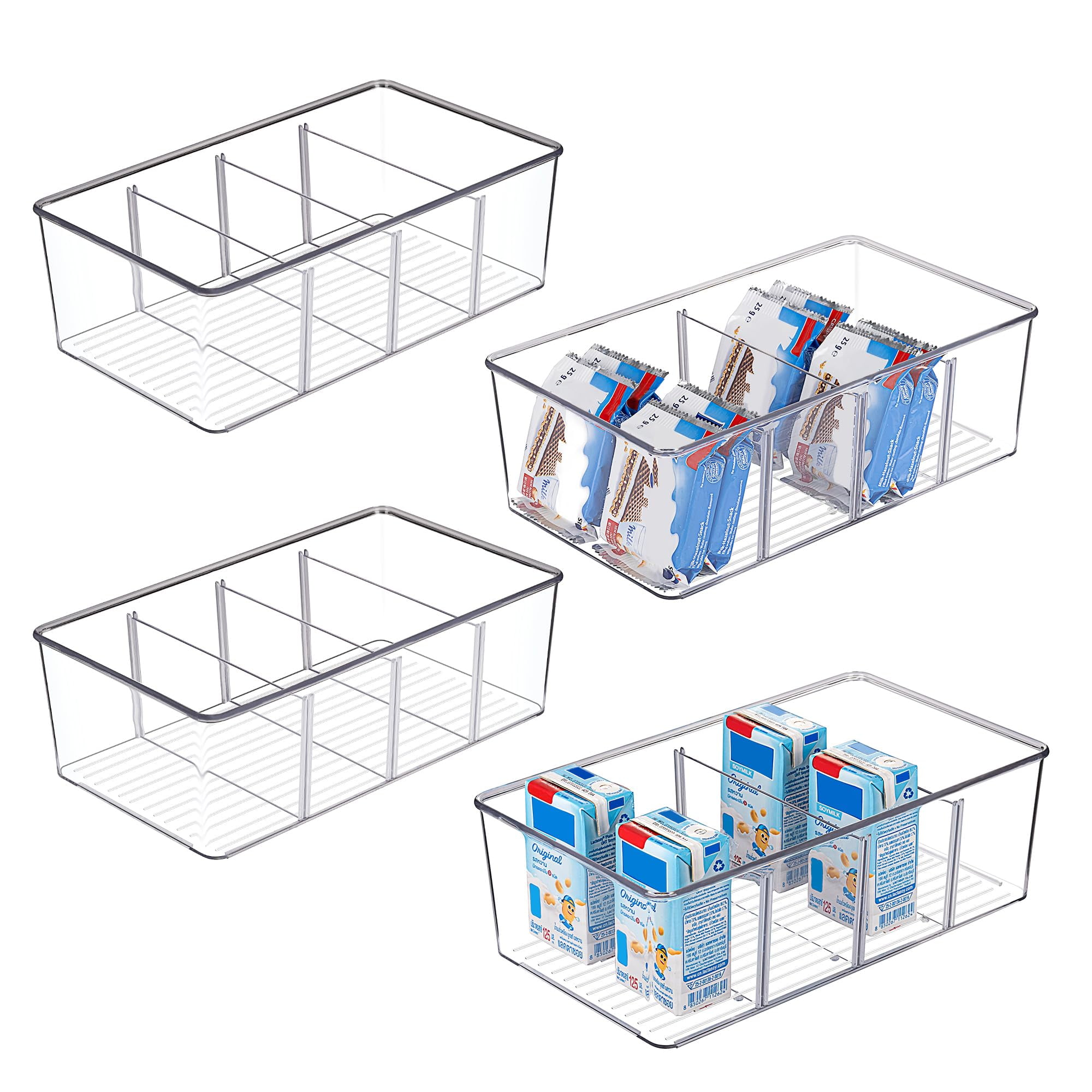 Clear Plastic Freezer Safe Food Storage Organizer Bins Set