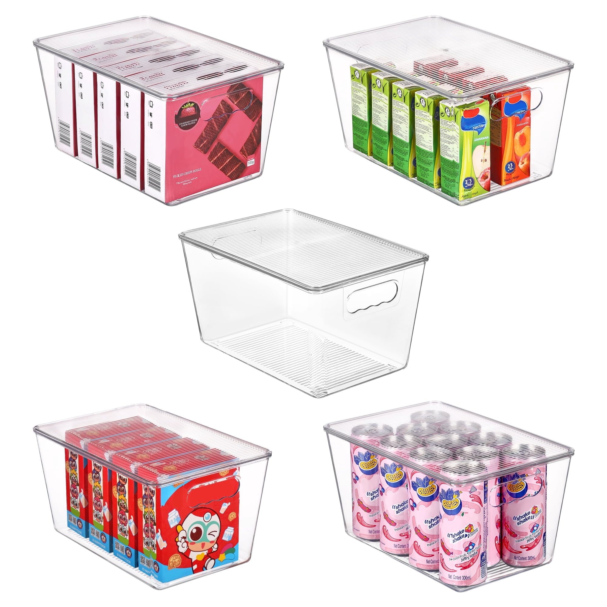 Vtopmart 5 Pack Clear Plastic Storage Bins with Lids, Pantry Organizer, for Cabinet, Kitchen, Large - Walmart.com