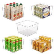 Sindcom 5 Pcs Extra Large Clear Plastic Storage Bins,11x11 Cube Acrylic Organizer Square Containers with Handle