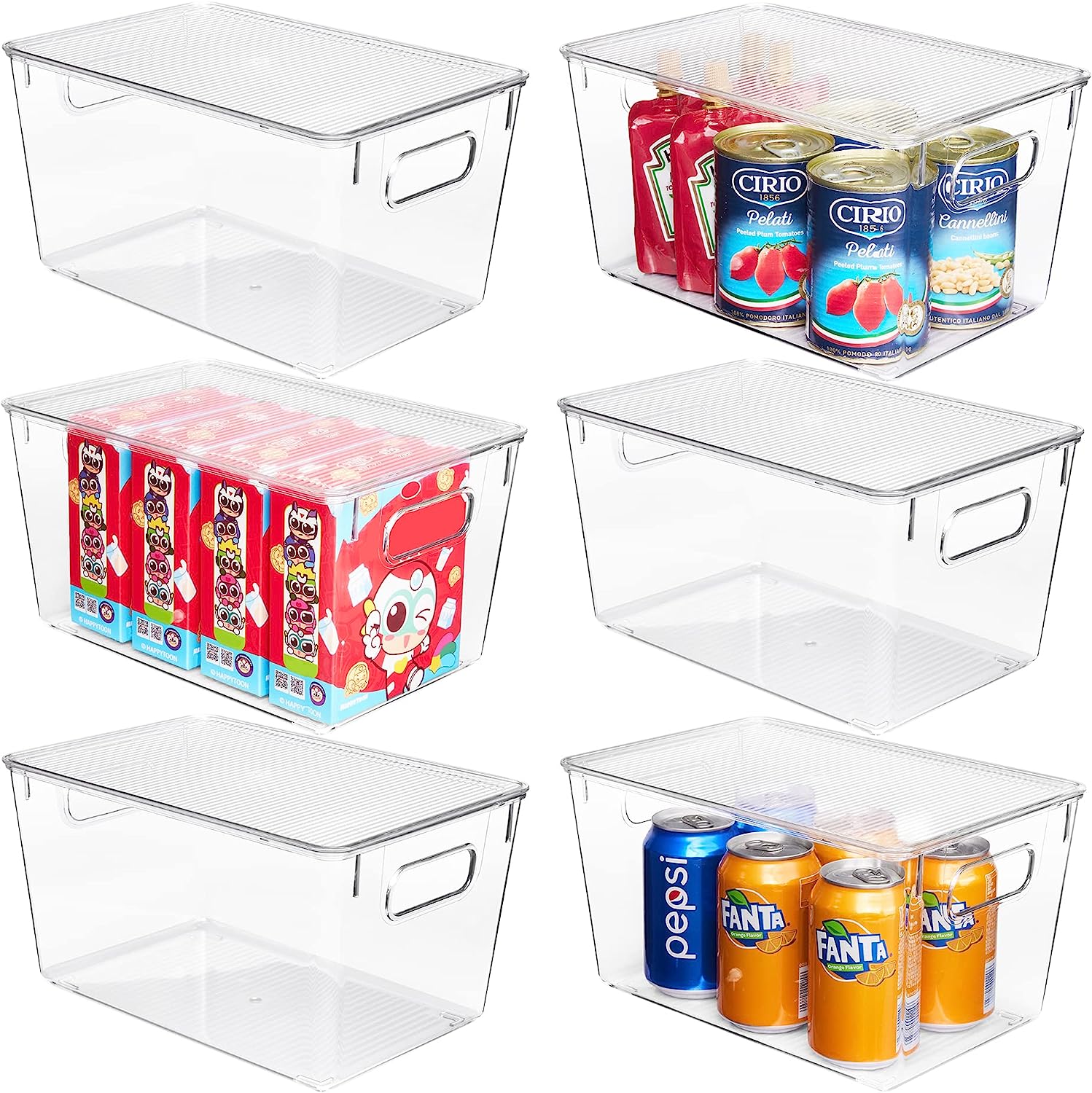 Vtopmart 6 Pack Clear Stackable Storage Bins with Lids, Large Plastic