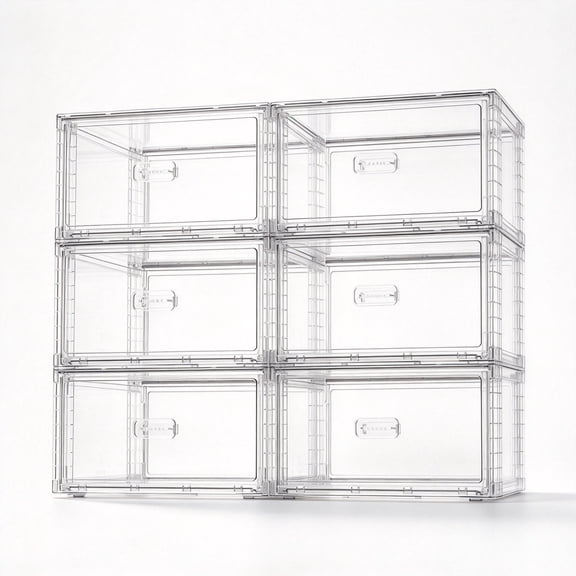 Vtopmart 6 Pack Large Clear Stackable Storage Drawers 23QT | Easily Assemble Plastic Closet Storage Bins, Dust-Proof UnderBed Organizer for Clothing, Sweater Organization
