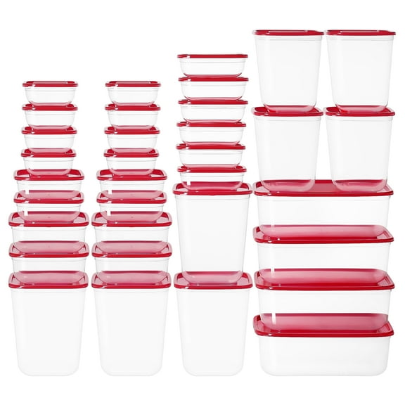 Vtopmart 68 Pcs Plastic Food Storage Containers with Lids, 7-Size Versatile Meal Prep Container Reusable for Lunch, On the Go, Leftover, Dishwasher and Freezer Safe, Stackable for Kitchen Organizer