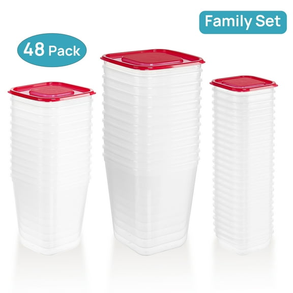 Vtopmart 96 Pieces Meal Prep Containers, 3-Size ,Plastic Food Containers with Lids for Lunch,Leftover