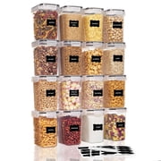 Sindcom Airtight Food Storage Containers 16 Pcs/1.6L- Plastic BPA Free Kitchen Pantry Storage Containers, Black