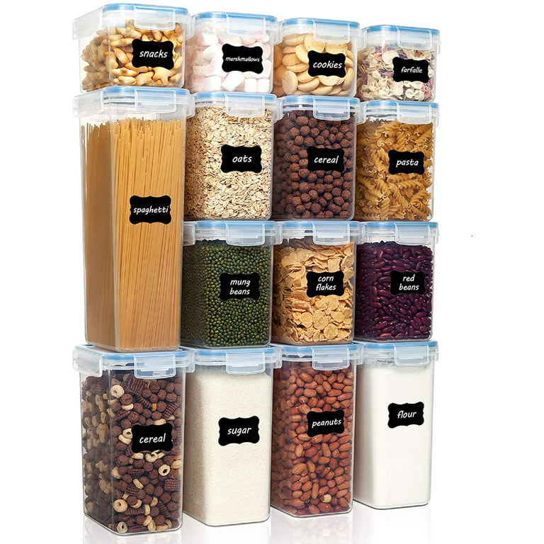 Vtopmart Airtight Food Storage Containers with Lids, 24 pcs Plastic Kitchen  and Pantry Organization Canisters for Cereal, Dry Food, Flour and Sugar,  BPA Free, Includes 24 Labels