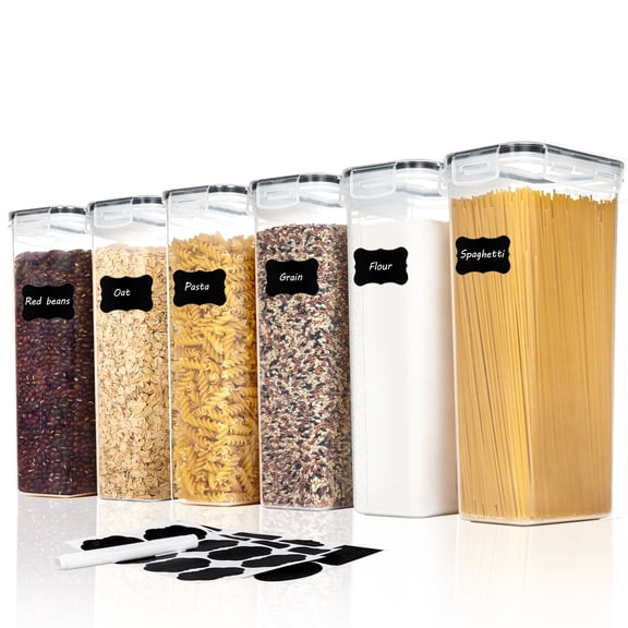 Sindcom Airtight Food Storage Containers with Lids, 6PCS Plastic Spaghetti Container, 2.8L