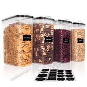 Sindcom Cereal Dispenser, 4 Pcs Plastic Airtight Food Storage Containers, for Snacks and Sugar, 84.5 fl oz, SMALL