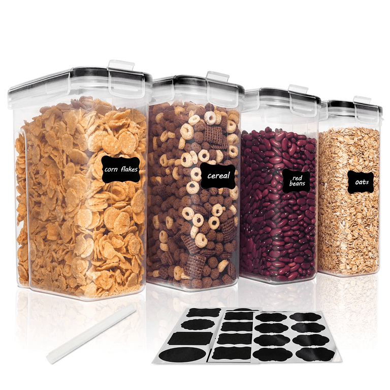 Vtopmart Cereal Dispenser, 4 Pcs Plastic Airtight Food Storage