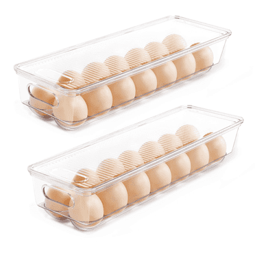 Vtopmart Egg Storage Container for Refrigerator, 2 PACK Egg Holder, Stackable Tray Holds 14 Eggs