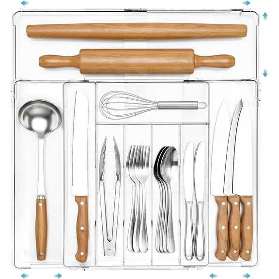 Vtopmart Expandable Silverware Organizer, Kitchen Drawer Tray, 6-9 Slots