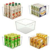 Vtopmart 5 Pcs Extra Large Clear Plastic Storage Bins,11x11 Cube Acrylic Organizer Square Containers with Handle