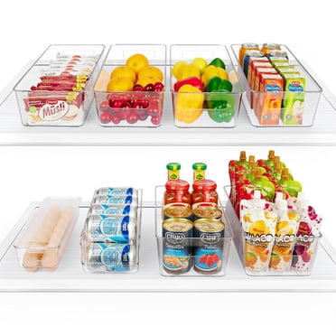 Vtopmart Set of 8 Refrigerator Organizer Bins, Clear Plastics Fridge Organizers and Storage with Handles