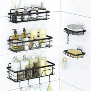 Vtopmart Shower Caddy Shelf Organizer, 5 Pack No Drilling Adhesive Wall Mounted Bathroom Organizer Basket, Black