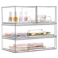 thumbnail image 1 of Sindcom Stackable Storage Drawers Set of 4,Clear Plastic Organizer Bins for Makeup, Cosmetics, Beauty Supplies,Bathroom Organizer Countertop,Bathroom Under Sink Organizer,12.1 × 7.5 × 11.4 in, 1 of 9